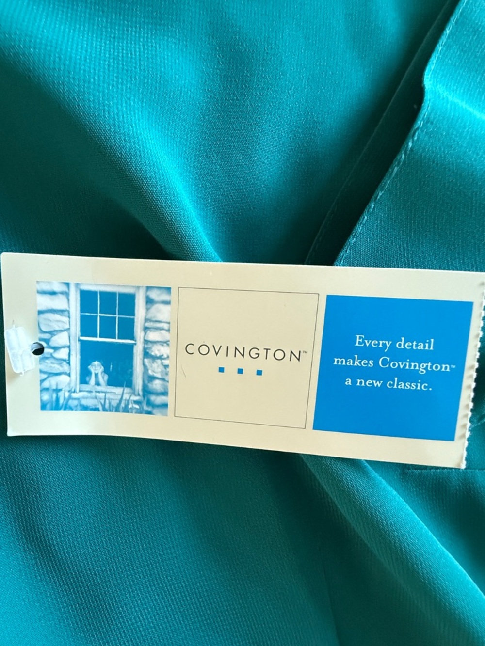 Covington NWT Women’s 20W 3/4 Notched Sleeve Teal Button-Front Blouse - Picture 5 of 12